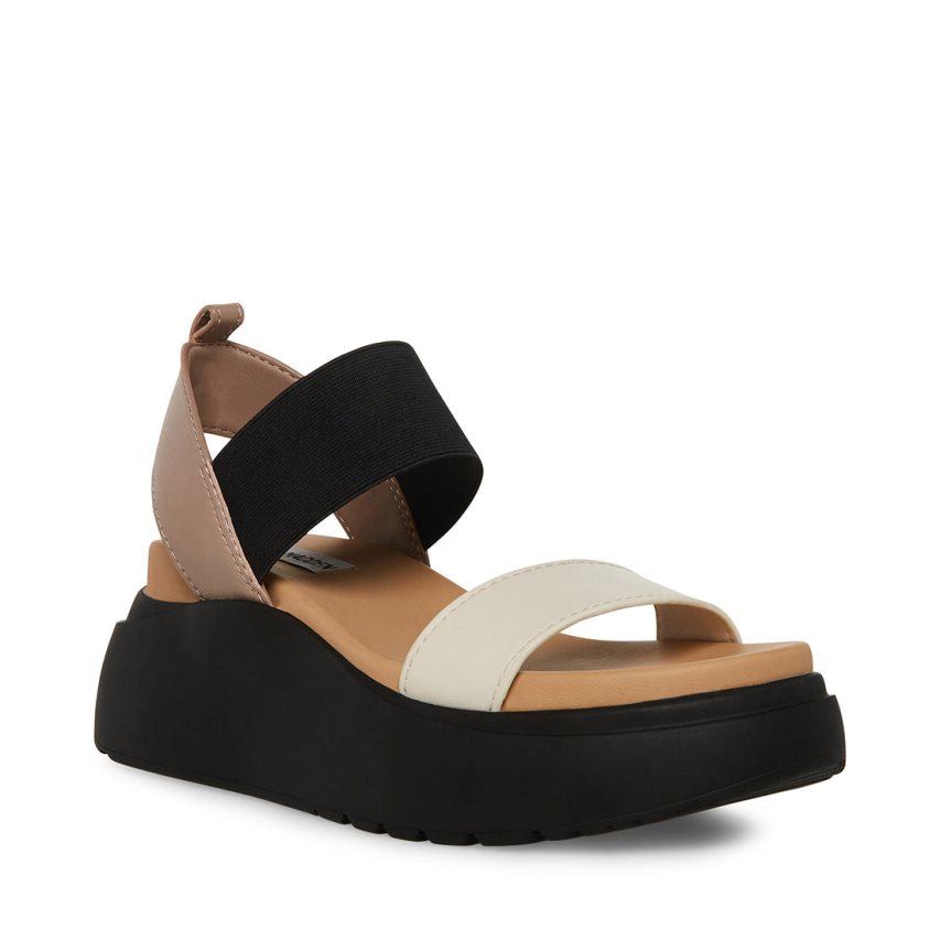 Sandalias de Plataforma Steve Madden Cruise Mujer Beige Negras Blancas | ES RG013S